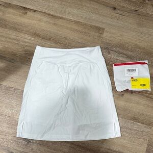 White 20” long swim skirt - small